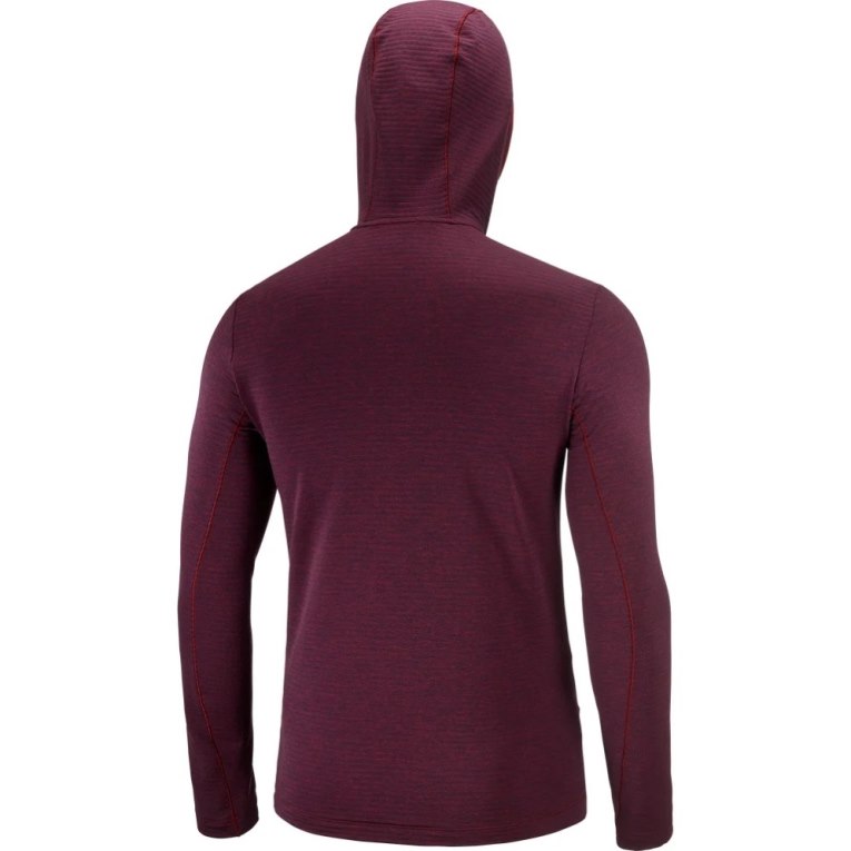 Salomon Essential Lightwarm Hooded Men's Jackets Burgundy | CA 68H49